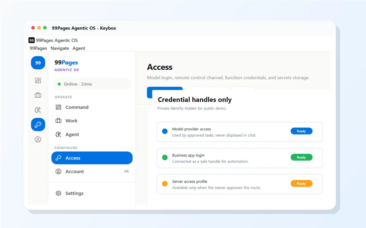 Keybox credential screen